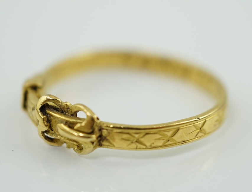 A 17th century? French gold posy ring